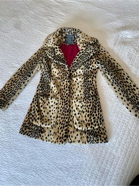 Vintage 90s GUESS Cheetah Leopard Faux Fur Coat Jacket XS